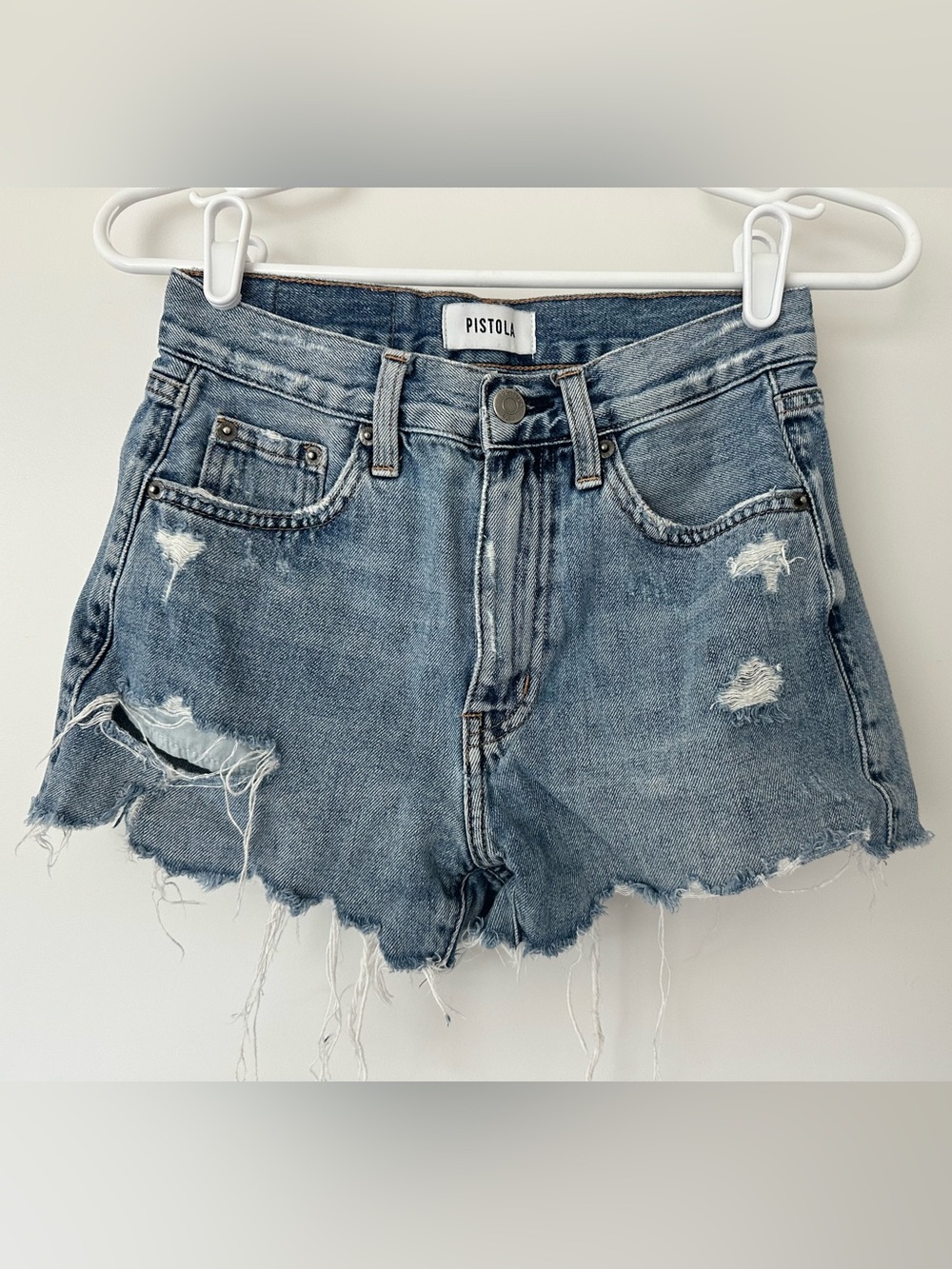 Pistola Denim Distressed Raw Hem Shorts - 24